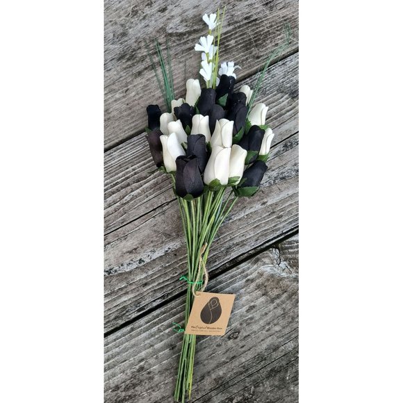2 Dozen Black and White Wooden Rose Flower Bouquet. The Original Wooden Rose - Picture 6 of 8